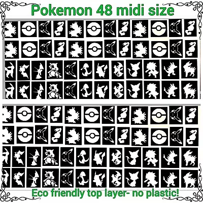 £5.74 • Buy Pokemon Glitter Tattoo Stencils 48 Midi Facepainting Glass Painting Fabric