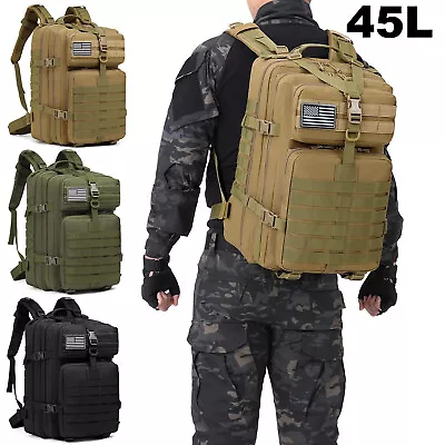 45L Military Tactical Backpack Rucksack Outdoor Camping Hiking Travel Bag USA • $14.98