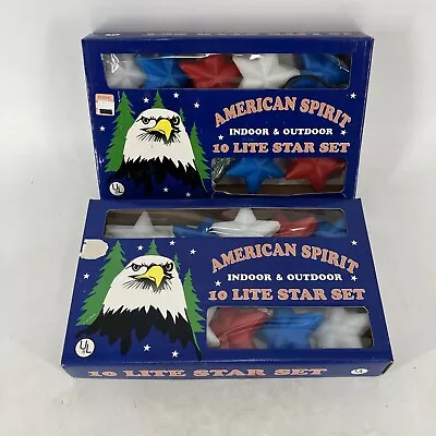 SET OF 2 Vintage American Spirit 10 Lite Stars Blow Mold Lights July 4th USA NOS • $19.99