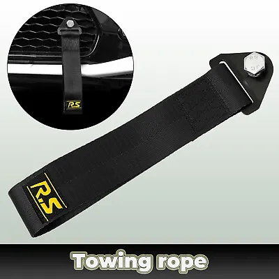Black High Strength Racing Sport Tow Strap Front Rear Car Bumper Towing Hook • $17