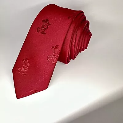 Vintage Disney Mickey Mouse Embroidered Red Skinny Cervantes Tie 1.5  X 55  • $24