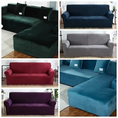 Super Stretch Velvet Sofa Covers Couch Cover Slipcover Protector 1 2 3 4 Seater • $37