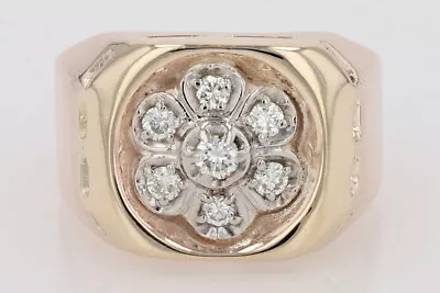 .19ctw Round Cut Diamond Cluster Statement Ring 10k Multi-Tone Gold Size 4.75 • $524.99