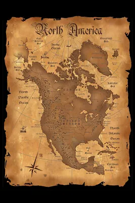 North America Vintage Antique Style Map Cool Wall Decor Art Print Poster 12x18 • $11.99