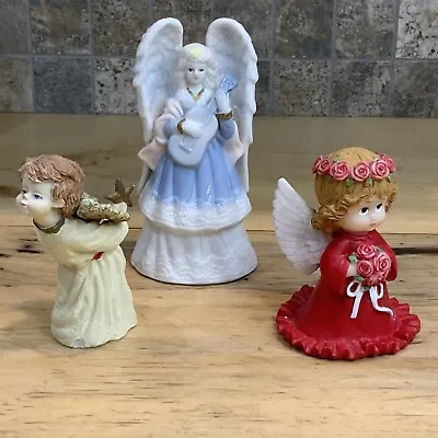 Lot Of 3 Angels Cherubs Figurines Bell Decor Christmas Holiday • $8.99