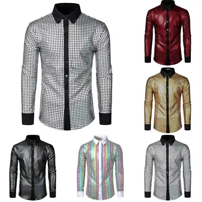 Hot Long Sleeve New Party Stylish Shirt Mens Dress Shirt Claret Colorful • $21.70