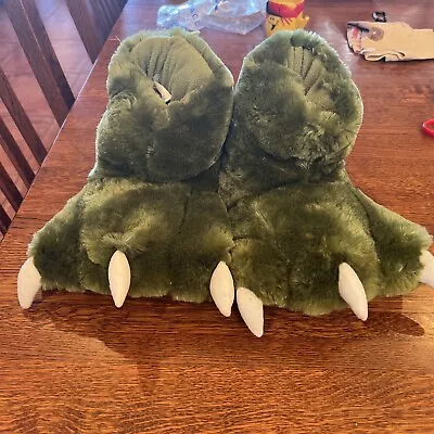 Lazy One Monster Feet Green Furry Mens 4-7 Womans 5-8 Large Slippers • $12