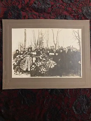 Large Antique Funeral Casket/Memorial - Early 1900s Cabinet Card - Cemetery • $38