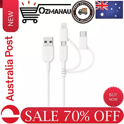 Powerline II 3-in-1 Cable Type C/Micro USB Cable For IPhone IPad New AU • $27.95