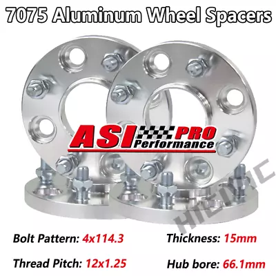 4PCS Wheel Spacers 15mm 4 Stud 4X114.3 Hub Adapters 12x1.25 66.1mm Suits Nissan • $84.95