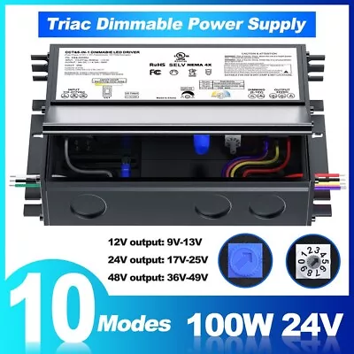 100W 24V Dimmable LED Driver With 10 Dimming Modes 2700K-6000K Colors Dimmable • $79.99