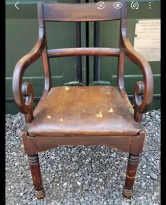Scroll Arm Mahogany Desk Carver Chair C1840 • £30