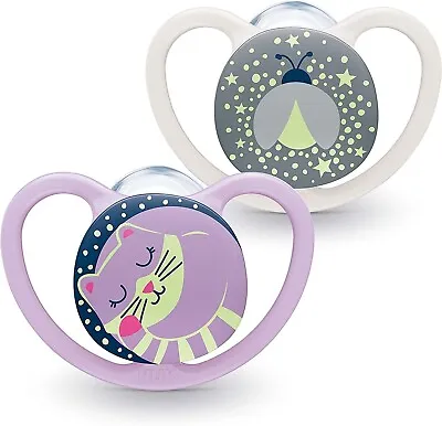 £5.99 • Buy NUK Space Night Baby Dummy | 0-6 Months | Cat & Firefly | 2 Count
