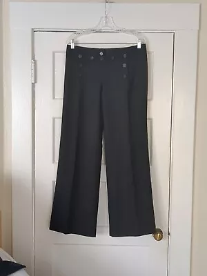 J Crew Wool Sailor Pants Favorite Fit Wide Leg Y2K Sz 8 Black 32X31 • $24.95