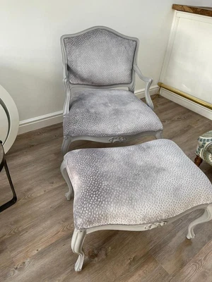 £185 • Buy Shabby Chic French Style Carver Chair And Foot Stool