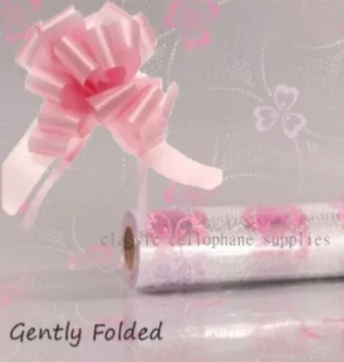 CLEAR PINK POLLYANNA Cellophane Gift Wrap MOTHERS DAY FLOWERS  EASTER BOUQUET • £3.59