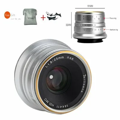 $95.13 • Buy 7artisans 25mm F1.8 Silver Manual Lens For Sony E Mount A7 A7II A7R A7RII A6500