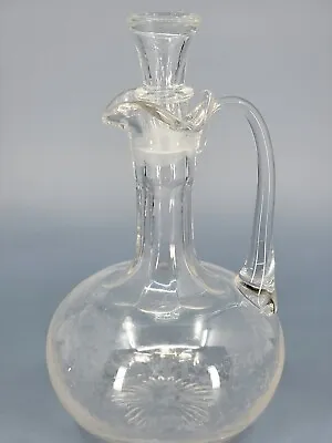 Small Vintage Clear Glass Decanter Cruet W/ Stopper Oil Vinegar Wine Unbranded • $14.95