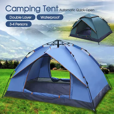 $49.98 • Buy Waterproof Automatic Quick Open Camping Outdoor Tent UV Protection 3-4 Persons