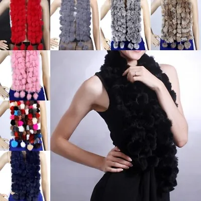 100% Real Rabbit Fur Handmade Women Fashion Wraps Scarves Warm Shawl Scarfs • $7.99