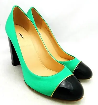 JCREW Etta Cap Toe Satin Pumps $268 6.5 Platform Faded Jade Shoes • $65
