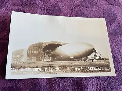The Hindenburg Zeppelin  @the Hangar Lakehurst NJ @1936  RP  Postcard #1 • $29.70