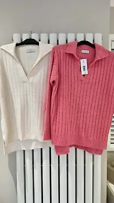 X2 Papaya Matalan New Jumpers Pink Cream Size Small 8 10 • £12.99