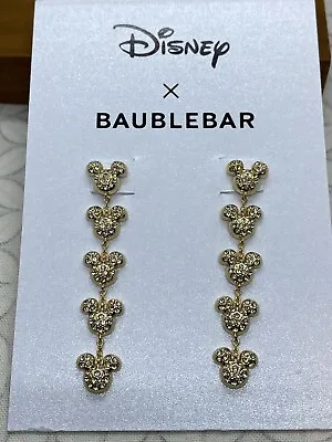 Disney X BaubleBar Mickey Mouse Crystal Drop Statement Earrings Gold Tone • $50