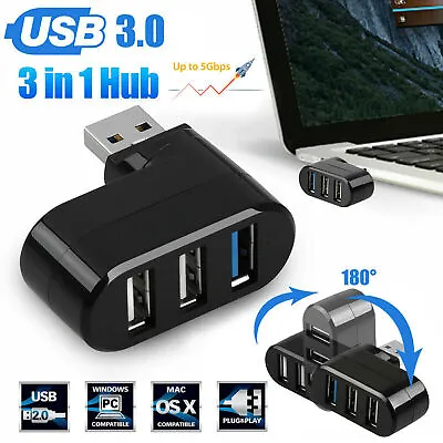 High Speed 3 Port USB 3.0 Multi HUB Splitter Expansion Desktop PC Laptop Adapter • $5.99
