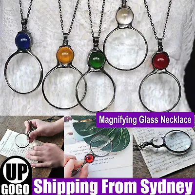 $6.58 • Buy Vintage Crystal Magnifying Glass Necklace Pendant Grandma Gift Mother's Day Gift