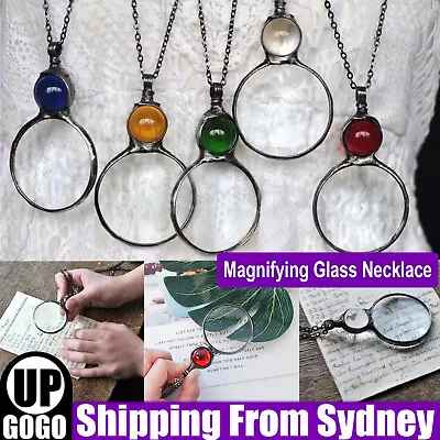 Vintage Crystal Magnifying Glass Necklace Pendant Grandma Gift Mother's Day Gift • $7.29