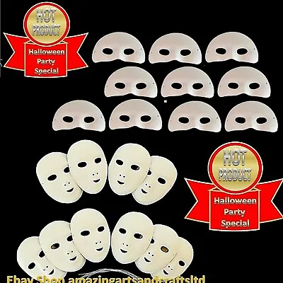 10 Masks White Fancy Dress Full Face Masquerade Party Paint Decorate Mardi Gras • £11