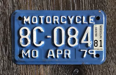 1979 W/ 1981 Tag Missouri Motorcycle Embossed License Plate 8C 084 • $49.99