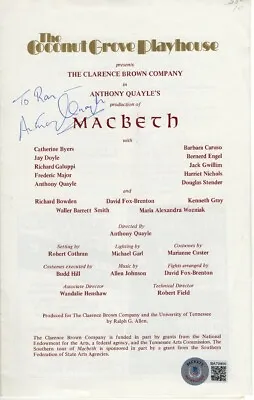 Anthony Quayle Signed Autographed Playbill Program Macbeth BAS BA70400 • $79.99