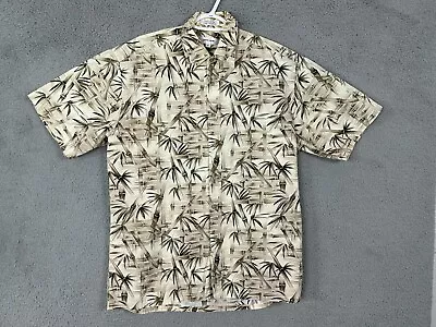 Pierre Cardin Shirt Adult Medium Brown Button Up Bamboo Tree All Over Print • $10.88