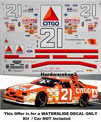 Nascar Decal #21 Citgo 1996 Ford Thunderbird Michael Waltrip Slixx 1/24 • $20