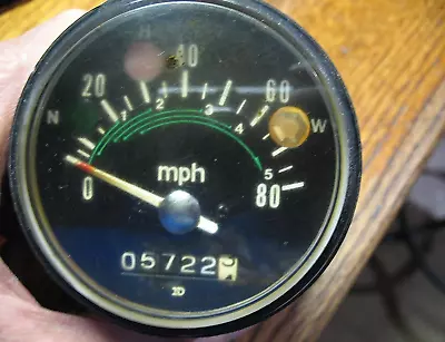 NIPPON DENSO MOTORCYCLE SPEEDOMETER 80 MPH W/  3 INDICATOR LIGHTS ORIGINAL JAPAN • $38