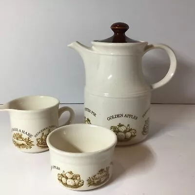 Biltons Recipe Print Tea/Coffee Pot Milk Jug Sugar Bowl England Vintage 70’s VGC • £12.95