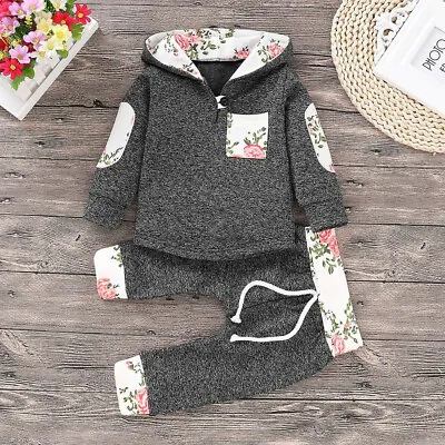 Toddler Baby Girls Boys Clothes Plaid Hoodie 2 Pcs 3 Years Old • £9.49