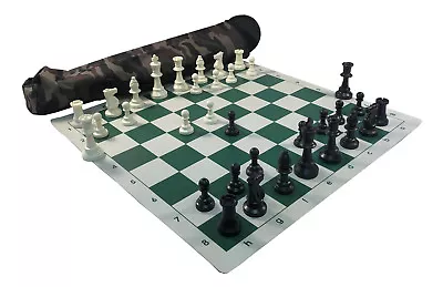 ARMY GREEN QUIVER COMBO : Chess Board Bag & 3 3/4  King Pieces - FREE SHIP • $22.50