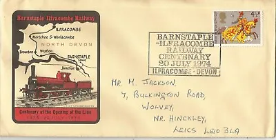 1974 - Gb Event Cover - Barnstable - Ilfracombe Railway Centenary • £1.25