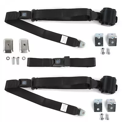 Ford Mustang 1967 - 1970  Standard 3pt Black Retractable Bench Seat Belt Kit W/  • $340.99