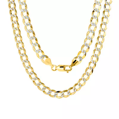 10K Yellow Gold Solid Mens 7mm Diamond Cut Pave Curb Cuban Chain Necklace 24  • $1294