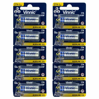 10 X Vinnic 27A Batteries L828F Alkaline Cells 12V High Voltage MN27 E27A Alarms • $20.12