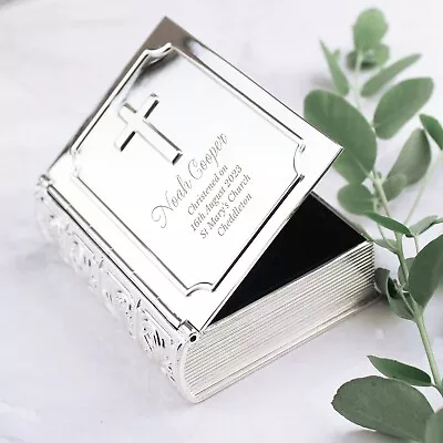 Personalised Bible Silver Trinket Box - Christening First Holy Communion Gift • £21.90