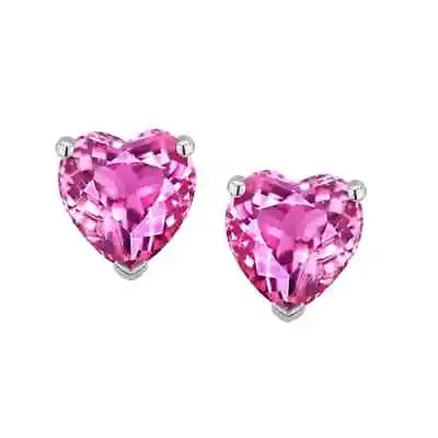 14k White Gold Plated Over Sterling Silver 3 Carat Created Pink CZ Stud Earrings • $8.99