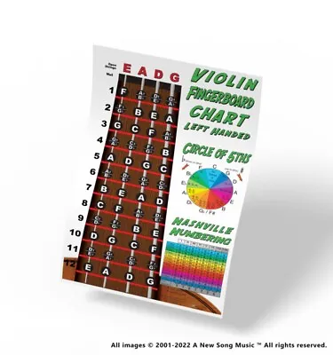 Left Hand Violin Fiddle Fingerboard Notes Poster Chart Leftie Southpaw Handed • $11.99