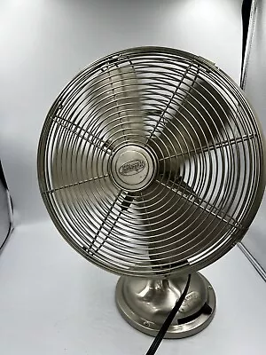 VTG Hunter Century Model 90018 Oscillating Chrome Desk Fan 3 Speed WORKS GREAT • $50