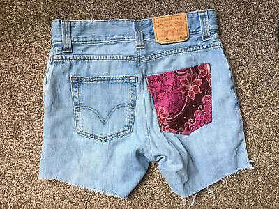 Vintage Levis Denim Reclaimed Shorts Faded Blue 28   W Levi  Patch Pocket - Rare • £2.99