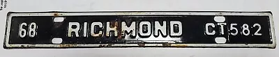 $13.99 • Buy Virginia 1968 CITY Of RICHMOND Virginia License Plate VA CT Trailer